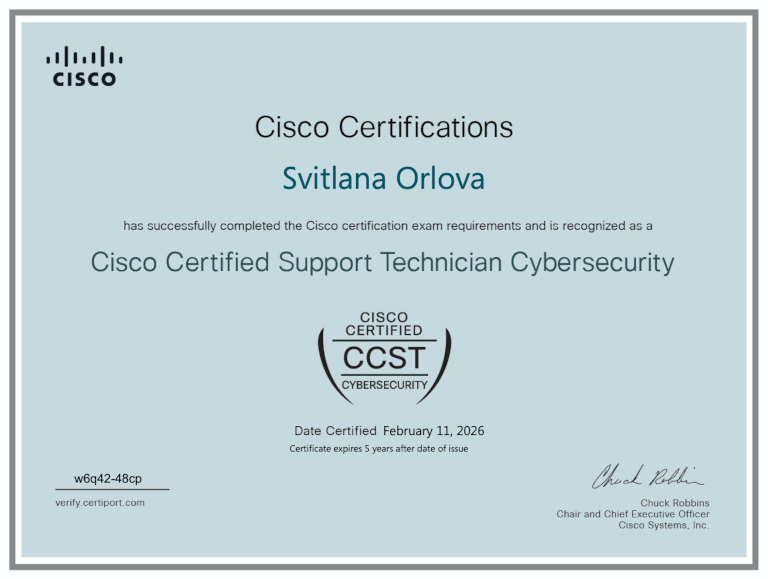 CCST Cybersecurity Certificate